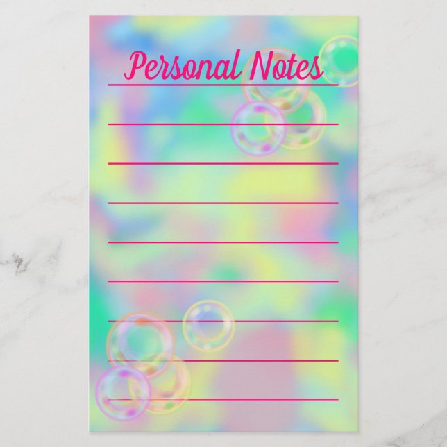 Underskrift om det vackra Pastel Bubble Rainbow Of Brevpapper (Framsida)