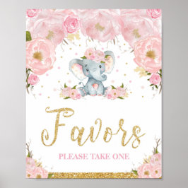 Underskrift om favoriter i rosa Blommigt Elephant  Poster