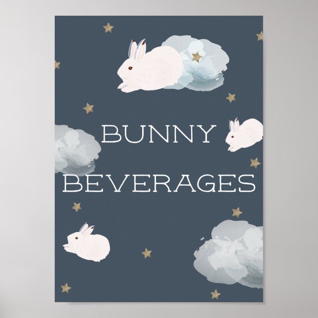 Underskrift om flygande Bunny Baby Shower Bunny Be Poster (Framsidan)