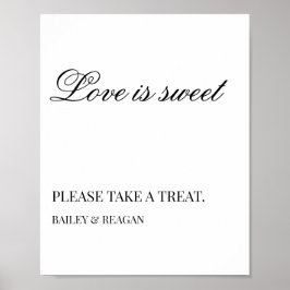 Underskrift om minimalt vitt svart bröllop poster