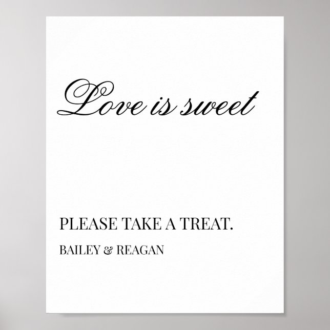 Underskrift om minimalt vitt svart bröllop poster (Framsidan)