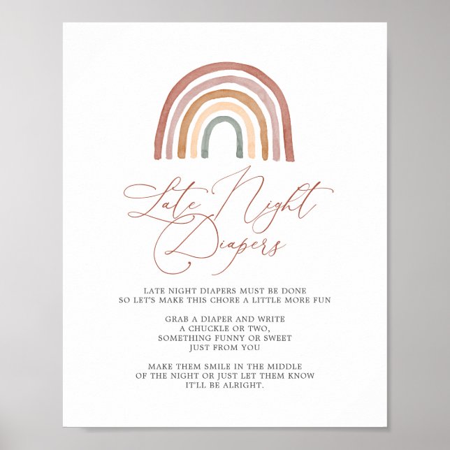 Underskrift om regnbåge, babyskor för sent på natt poster (Framsidan)