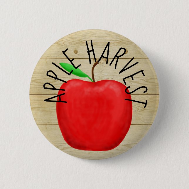 Underskriftsknapp för Red Apple Harvest Wooden Knapp (Framsida)
