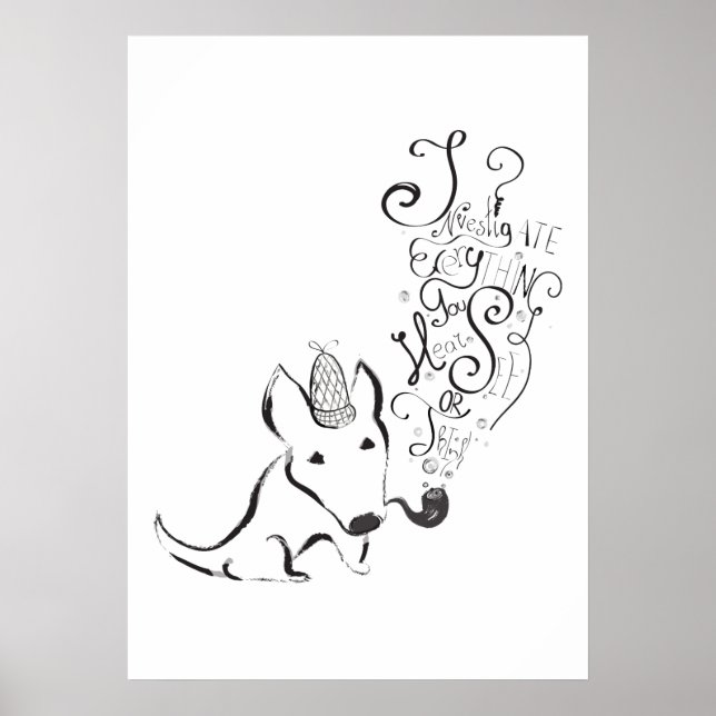 Undersök allt engelska Bull Terrier art Poster (Framsidan)
