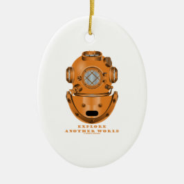 Undersök en annan värld (den djupa dykninghjälmen) julgransprydnad keramik