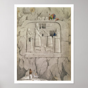 Undersöka en assyrisk skulptur i Sten från Discov Poster