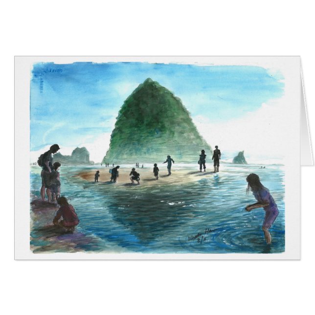 Undersökande Oregon strand Hälsningskort (Framsidan Horizontal)