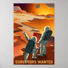 Undersökare som vill utforska Mars och dess Måne Poster
