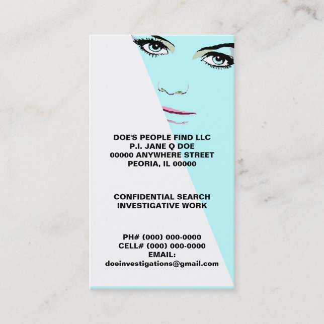 UNDERSÖKES PRIVATA UTREDNINGVISITKORTAR VISITKORT (Framsida)