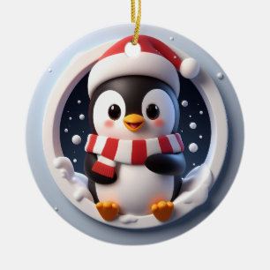Undersökt utbränning av Cute Penguin Julgransprydnad Keramik
