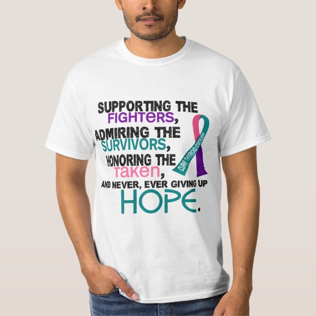 Understödja beundra hedra cancer för 3,2 Thyroid T-shirt (Framsida)
