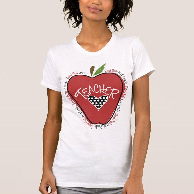 Understödja för Apple för klasslärare den röda Tee Shirt (Framsida)