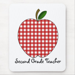 Understödja röd Gingham Apple för klasslärare Musmatta