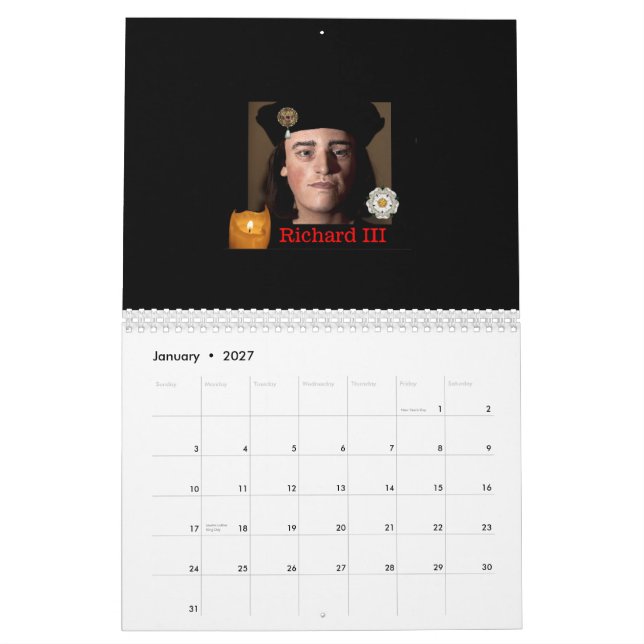 Understödja som är kommande av Richard III Kalender (Jan 2027)