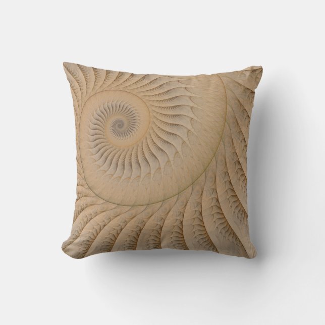 Underteckna Abstrakten Tan Spiral Kudde (Framsida)
