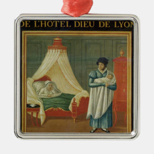 Underteckna annonsering servar av en barnmorska julgransprydnad metall