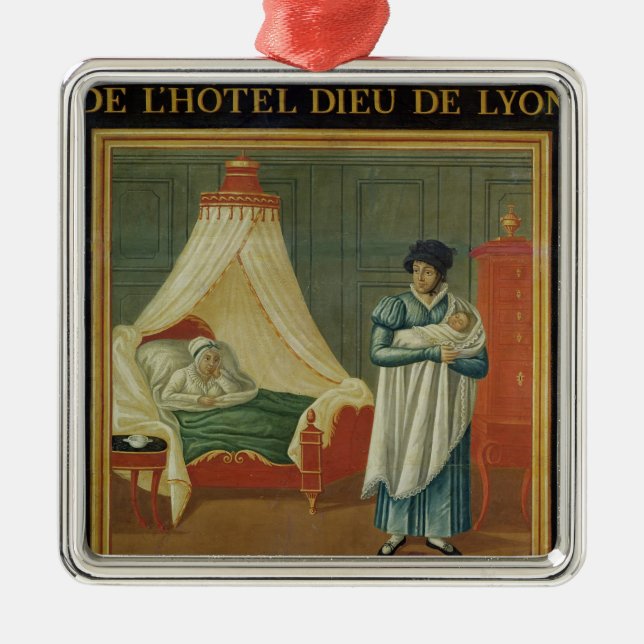 Underteckna annonsering servar av en barnmorska julgransprydnad metall (Framsidan)