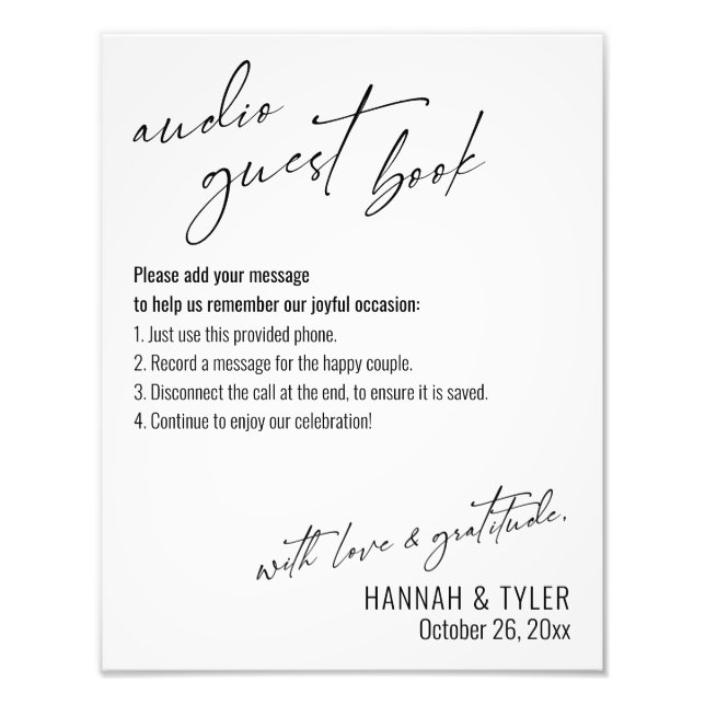 Underteckna Audio för enkel Elegant, gäst Bok Fototryck (Framsidan)