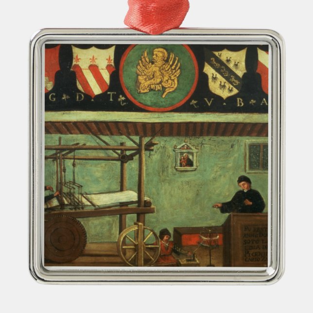 Underteckna av de Venetian vävare skrå (panelen) Julgransprydnad Metall (Framsidan)