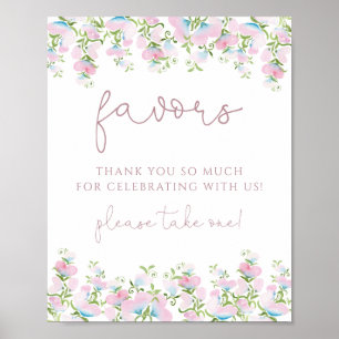 Underteckna Blommigt för Rosa Poster