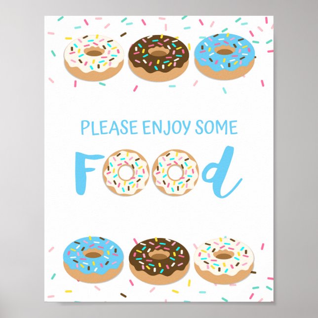 Underteckna Blue Donut Sprinkle Shower Sign för Fo Poster (Framsidan)