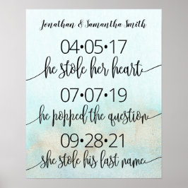 Underteckna Bröllop datum Ja-dag-kalender med Guld Poster