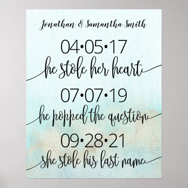 Underteckna Bröllop datum Ja-dag-kalender med Guld Poster (Framsidan)