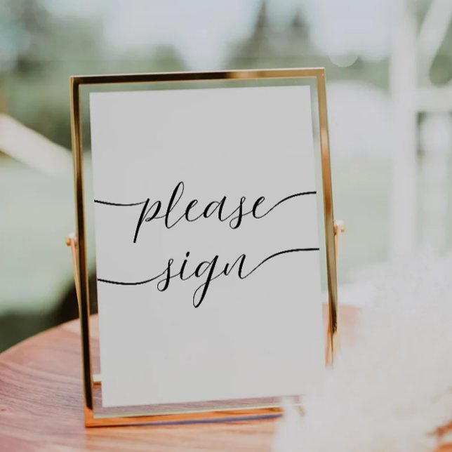 Underteckna, Bröllop Guestbook Inbjudningar (Minimalist Please Sign, Wedding Guestbook Invitation)