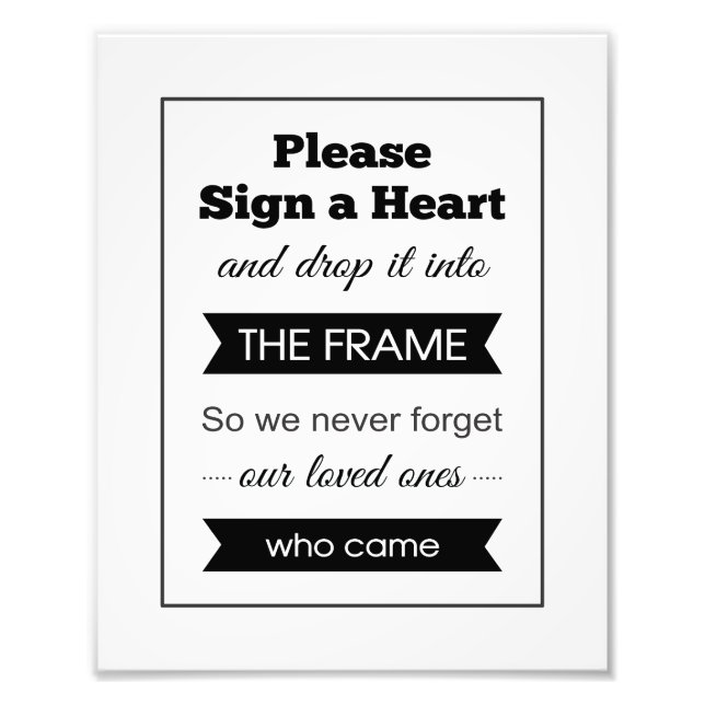 Underteckna ett Heart Drop Box Bröllop Guest Bok-t Fototryck (Framsidan)