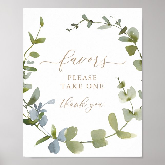 Underteckna Eucalyptus Greenery för babyskor Poster (Framsidan)