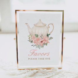 Underteckna Favoriter för blommigt Tea Party-babys Poster