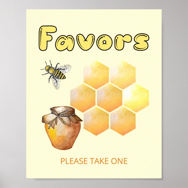 Underteckna Favoriter för Little Bee Baby Shower Poster (Framsidan)