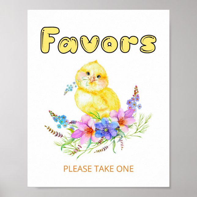Underteckna Favoriter för Little Chick Baby Shower Poster (Framsidan)