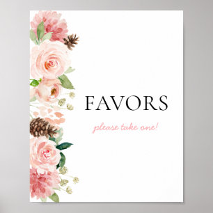 Underteckna Favoriter för rosa Blommigt Vinter-bab Poster