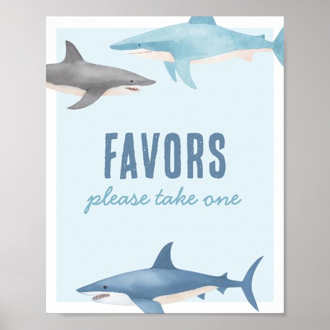 Underteckna favoriter för Shark Birthday Poster (Framsidan)