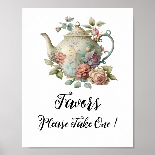 Underteckna Favoriter för Tekanna av utspädd vatte Poster (Framsidan)