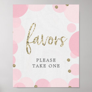 Underteckna Favoriter i rosa Polka-prickning Poster