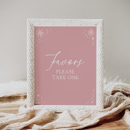 Underteckna Favoriter i rosa Snöflake Baby Shower Poster