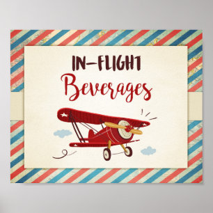 Underteckna flygplanet Pub Food Bord i flygdrycker Poster