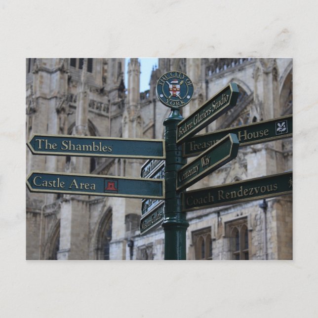 Underteckna framme av den York minsteren - York, Vykort (Framsida)