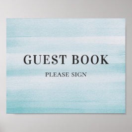 Underteckna gästen bok. Vattenfärgblått enkelt brö Poster