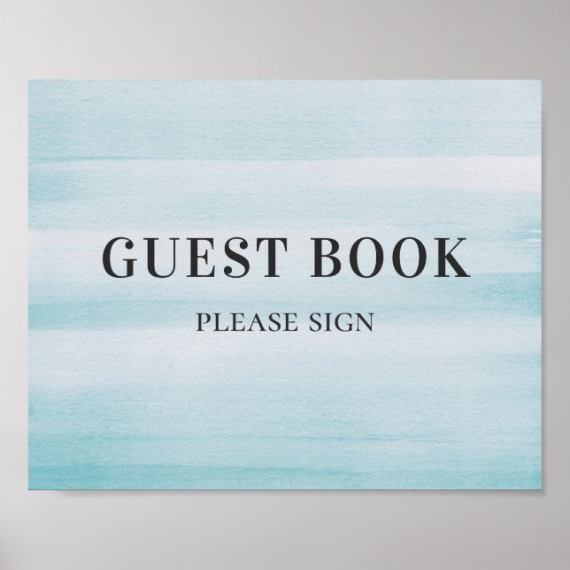 Underteckna gästen bok. Vattenfärgblått enkelt brö Poster (Framsidan)