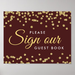 Underteckna Guestbook Guld Faux Glitter Confetti M Poster