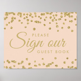 Underteckna Guestbook Guld Faux Glitter confetti  Poster