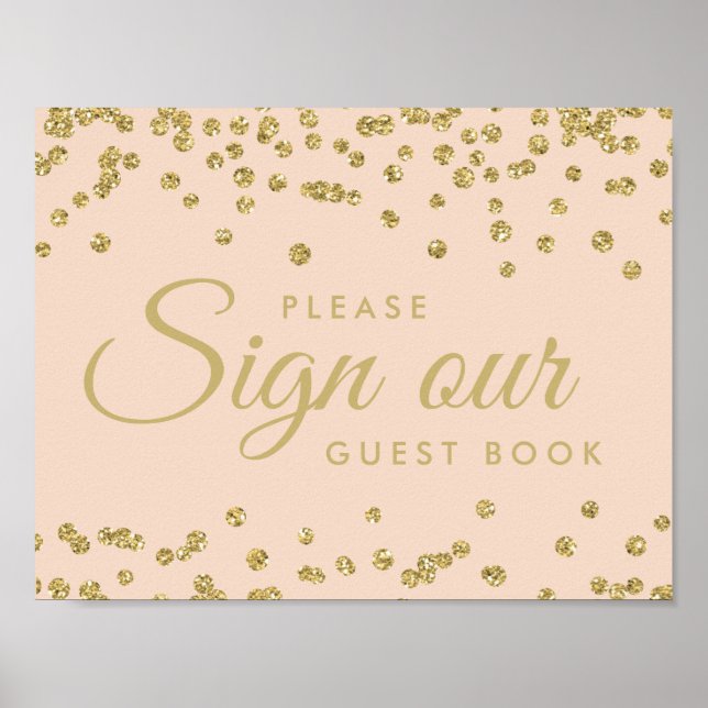 Underteckna Guestbook Guld Faux Glitter confetti  Poster (Framsidan)