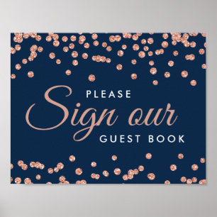 Underteckna Guestbook Ro Guld Glitter Konfetti-flo Poster