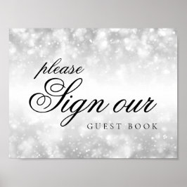 Underteckna Guestbook Silver Shimmer Ljus Poster