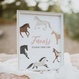 Underteckna Horse Cowgirl Equestrian Birthday Favo Poster