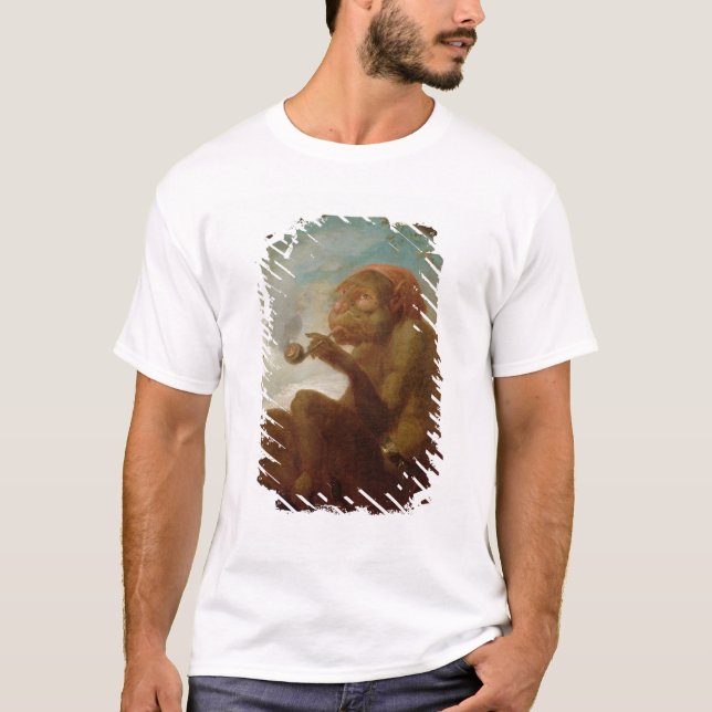 Underteckna med en apa som röker en leda i rör tee (Framsida)