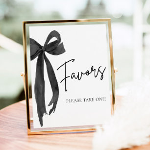 Underteckna Modern Elegant Black Bow Coquette-favo Poster